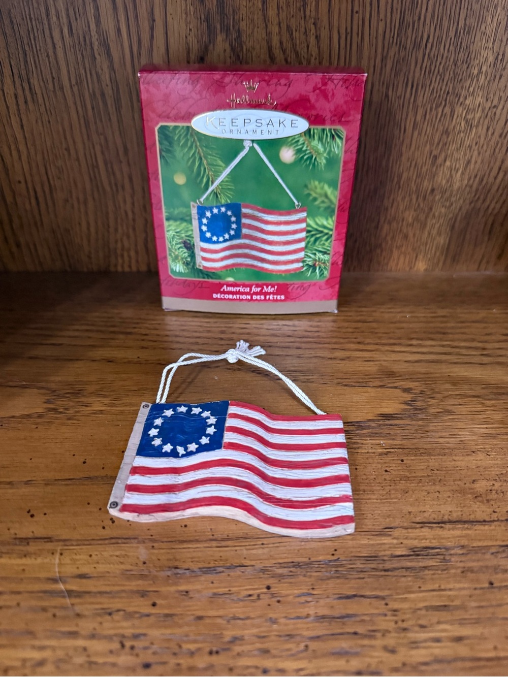 Hallmark Wooden Plaque Ornament with Script - White and Tan